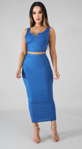 Blue Maxi Skirt Set