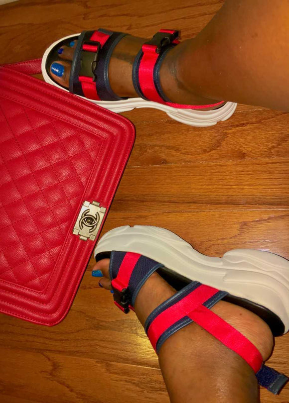 Red And Blue Platform Sandals